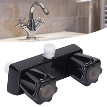 RV Shower Faucet Valve Diverter with 2 Knobs, Black, PC Material