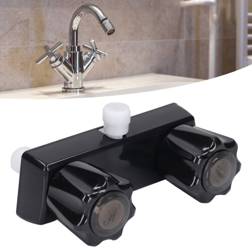 RV Shower Faucet Valve Diverter with 2 Knobs, Black, PC Material