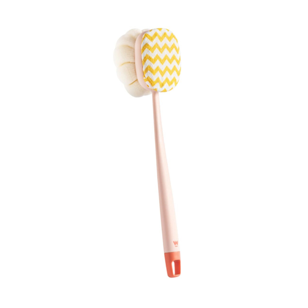 Long Handle Shower Brush with DualSided Exfoliation for Gentle Back Scrubbing and Bath Use