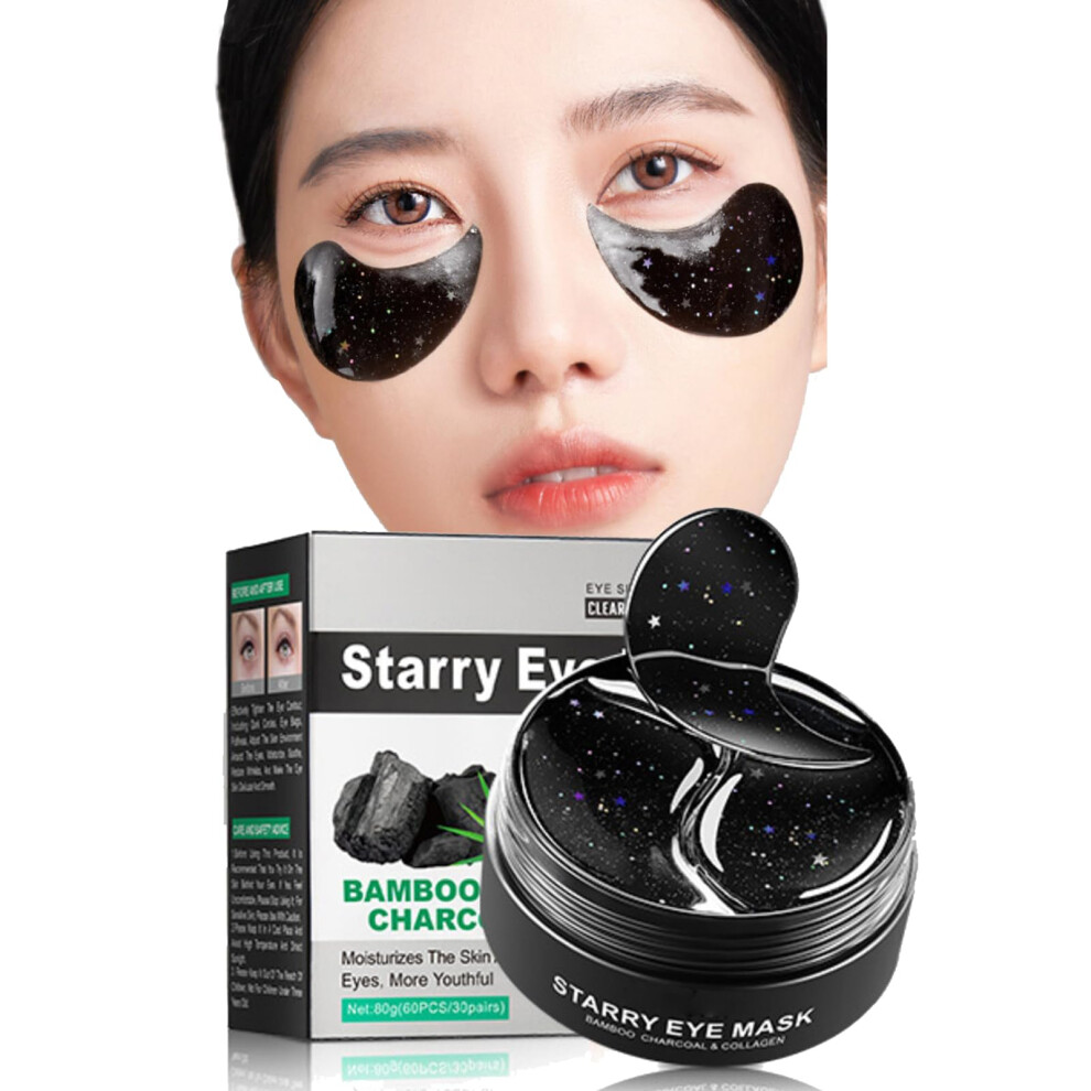Dark Under Eye Patches 30 Pairs Collagen Hydrogel For Circles Puffiness Wrinkles Hydration
