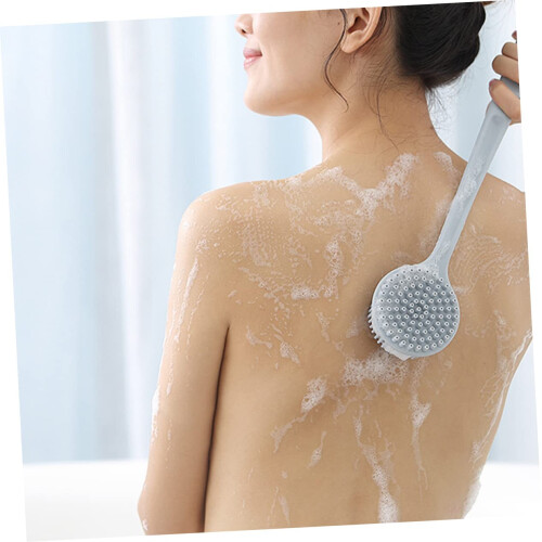 Silicone Back Scrubber for Shower with Ergonomic Long Handle, DoubleSided Exfoliating Bath Brush 2