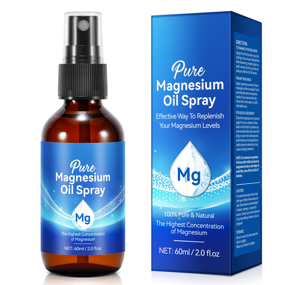 Magnesium Oil Spray for Sleep and Muscle Recovery, Fast Absorbing Topical Magnesium, 2 Fl Oz