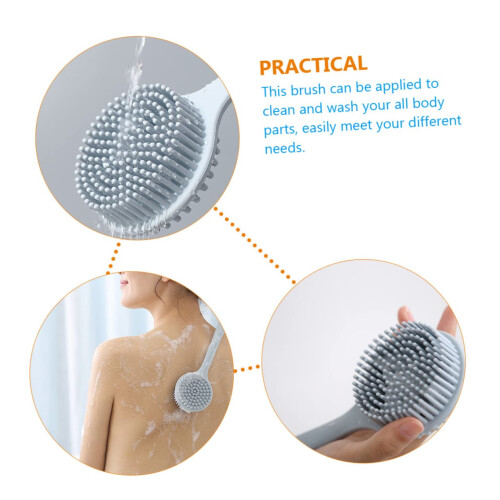Silicone Back Scrubber for Shower with Ergonomic Long Handle, DoubleSided Exfoliating Bath Brush 1