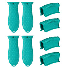 8pcs Green Heat Resistant Cast Iron Skillet Handle Covers NonSlip Silicone Grip Protectors