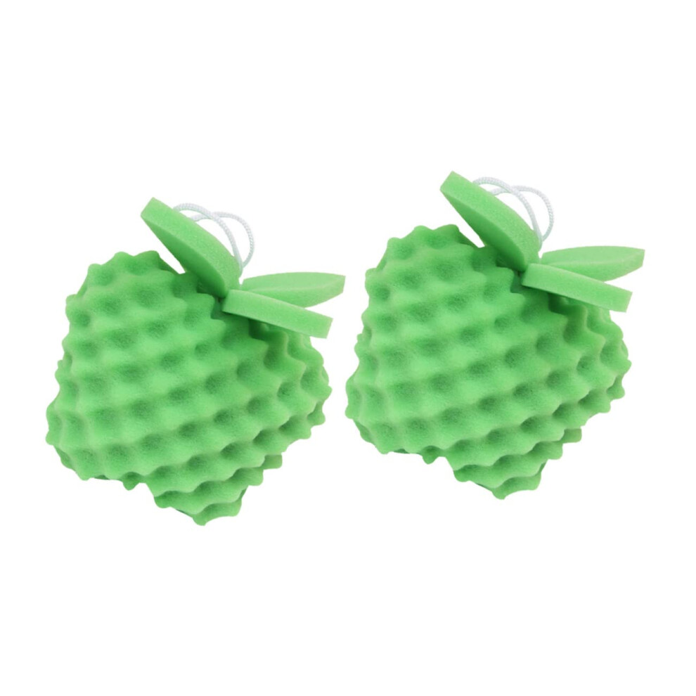 2Pcs Fruit Shaped Bath Sponge and Shower Scrubber Balls for Gentle Skin Exfoliation and Travel