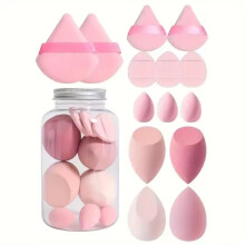 15PCS Makeup Sponge Set with Hygienic Storage Jar, MultiShape Beauty Blenders for Foundation