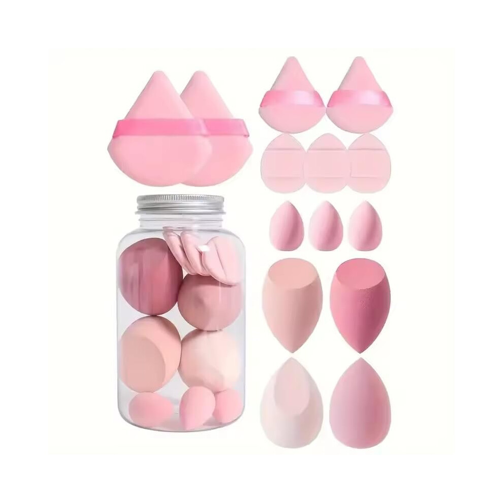15PCS Makeup Sponge Set with Hygienic Storage Jar, MultiShape Beauty Blenders for Foundation