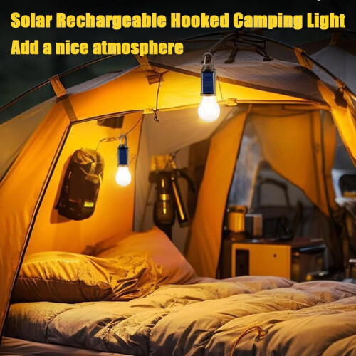 Solar Camping Light Rechargeable LED Bulb with USB Charging IPX4 Waterproof Hook (5 Spherical) 1