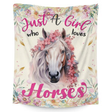 Horse Blanket Soft Flannel Throw for Girls Women Kids Teens Adults, 60x50 in Yellow Horse Lovers