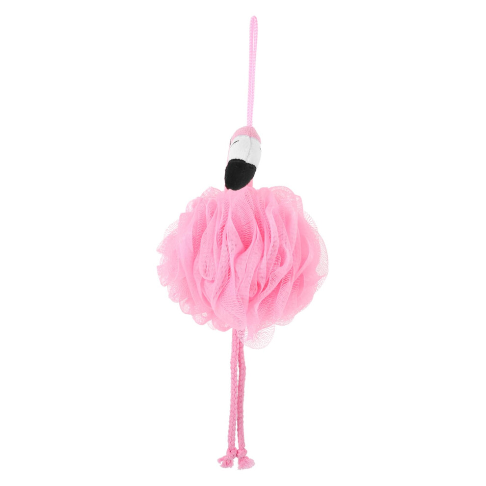 Flamingo Bath Sponge with Rich Lather, Gentle Exfoliation, QuickDry Mesh Pouf Shower Ball