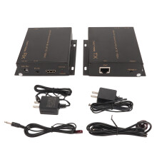Répéteur HDMI KVM USB avec synchronisation audio/vidéo, boîtier métallique, prolongateur Ethernet HDMI 1080p avec Plug and Play et sortie HDMI