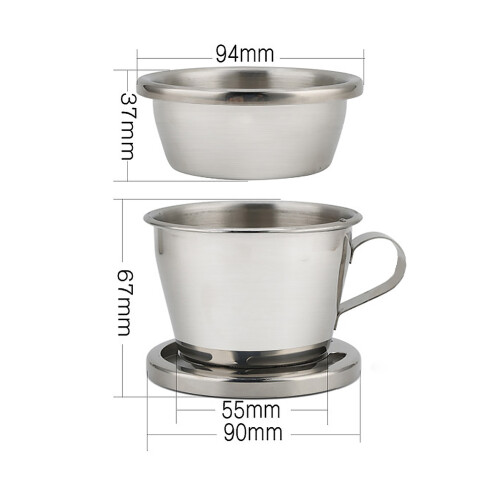 Durable Vietnamese Coffee Filter With Ergonomic Handle, Reusable Inox Phin Filter Using Traditional Drip Coffee Method, Heat Resistant And 2