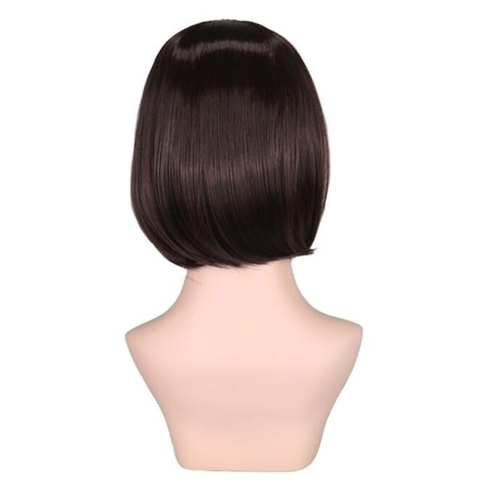 Short Human Hair Bob Wig 35cm Heat-Resistant Full Thick for Women