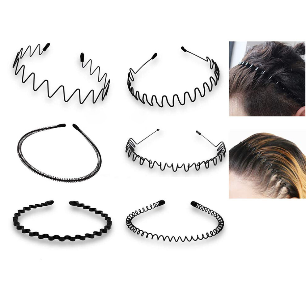 Metal Spring Wave Headband Set of 6