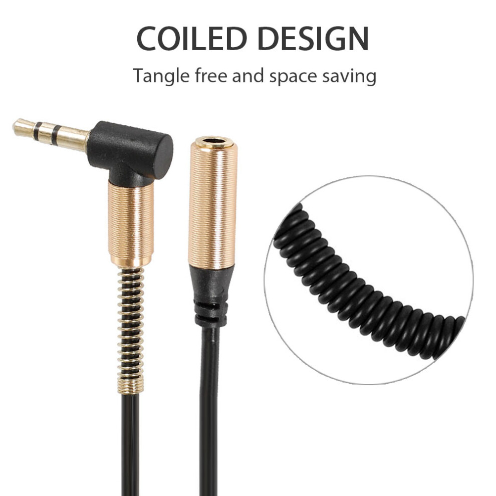 Spring Coiled 3.5Mm -Plated Aux Extension Cable 1.8M Gold/Black 3781373930879