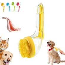 Pet Bath Brush with Soap Dispenser, Dog and Cat Grooming Silicone Shower Scrubber Yellow
