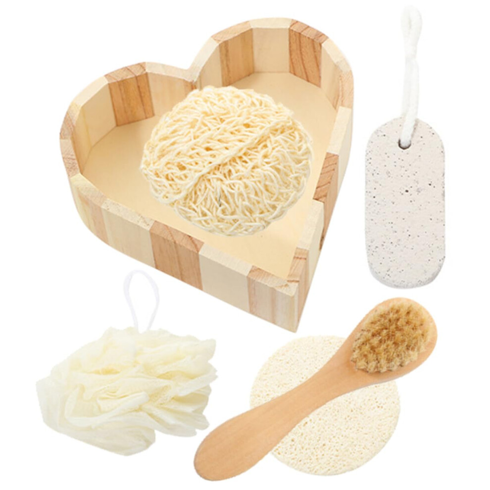 Body and Foot Scrubber Kit with Loofah, Pumice Stone and Long Handle Back Brush for Exfoliating
