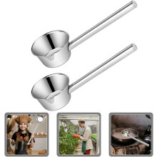 2 stuks roestvrijstalen waterlepels, roestbestendig, gemakkelijk te schenken, lange steel, zilverkleurige keukenlepels