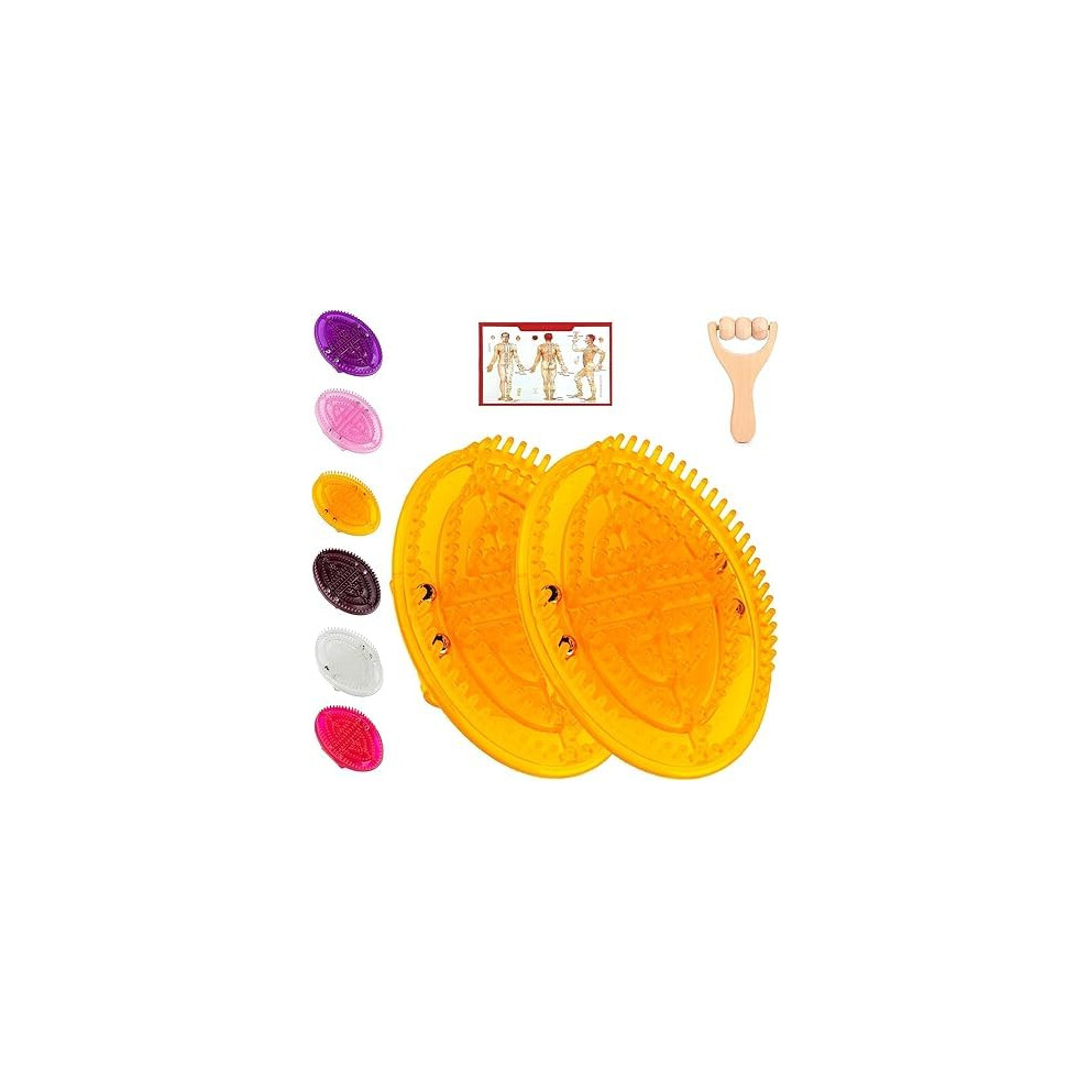 Orange Meridian Massage Brush With Ergonomic Grip For Full Body Acupoint Stimulation, Comb