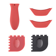 5pcs Silicone Pan Handle Cover Set for Lodge Cast Iron Skillets with Assist Sleeves and Scrapers
