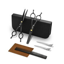 Professional Hair Cutting Scissors Set 6.5in Japanese Steel Barber Shears with Thinning Scissors Comb Clips Case