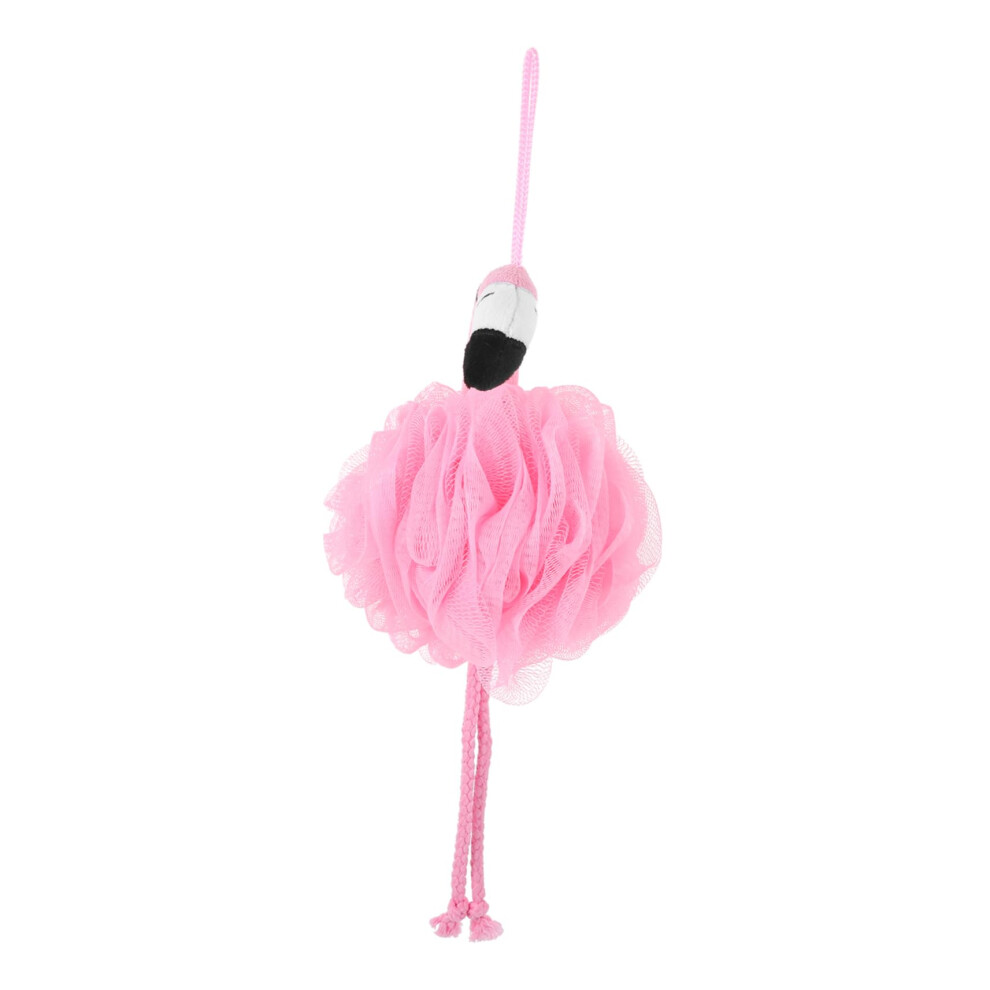 Pink Large Mesh Shower Pouf Flamingo Bath Loofah For Rich Lather And Gentle Skin Exfoliation