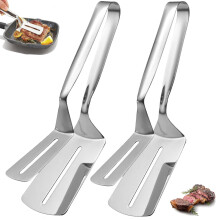 Stainless Steel BBQ Tongs 10 Inch Heat Resistant Long Handle Food Flip Clamp for Grilling