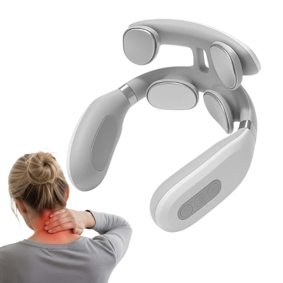 Electric Neck Massager with Heat, 6 Modes, 15 Intensities for Deep Muscle Relief and Pain Therapy White