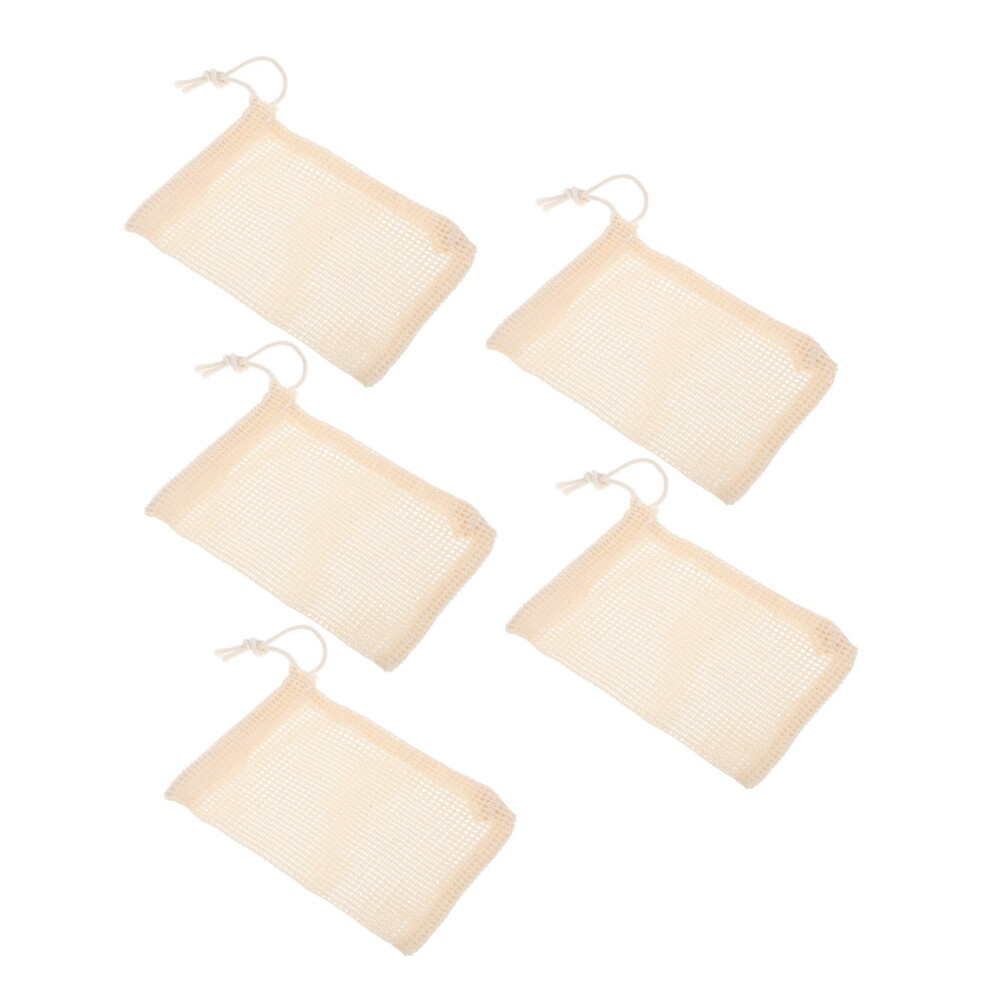 5Pcs Natural Sisal Soap Bag with Drawstring for Gentle Exfoliating Cleanse and QuickDry Storage