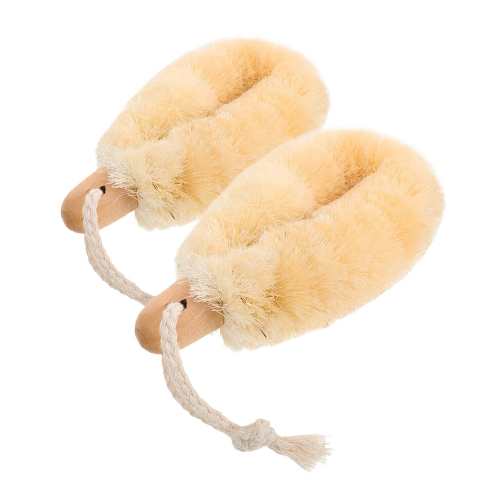 Bath Brush Set with Natural Sisal for Deep Cleansing, Dry and Wet Body Exfoliating Brush