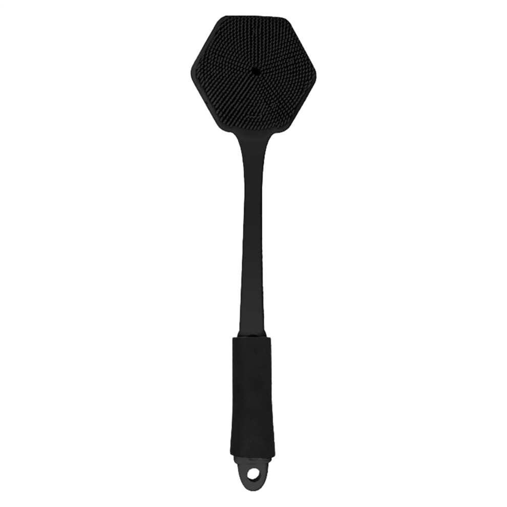 DoubleSided Silicone Bath Brush with Long Ergonomic Handle for Back Scrubbing and Exfoliation