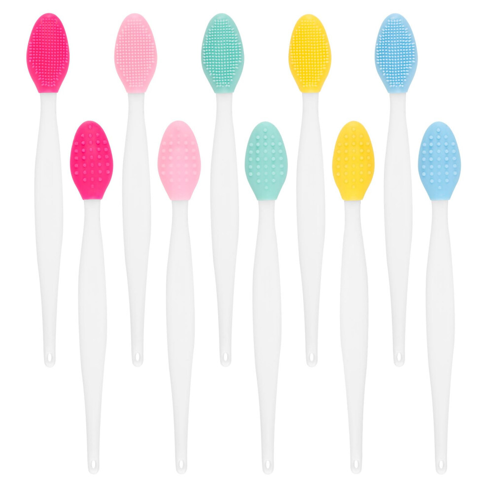 Lip Scrub Brush 10PCS Set, DualSided Silicone Facial and Lip Exfoliator for Gentle Deep Cleansing