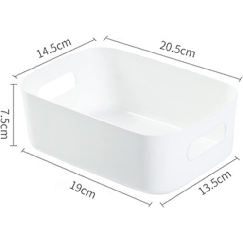 Small White Plastic Storage Basket with Handles, Large Capacity Desktop Organizer for Cosmetics 1