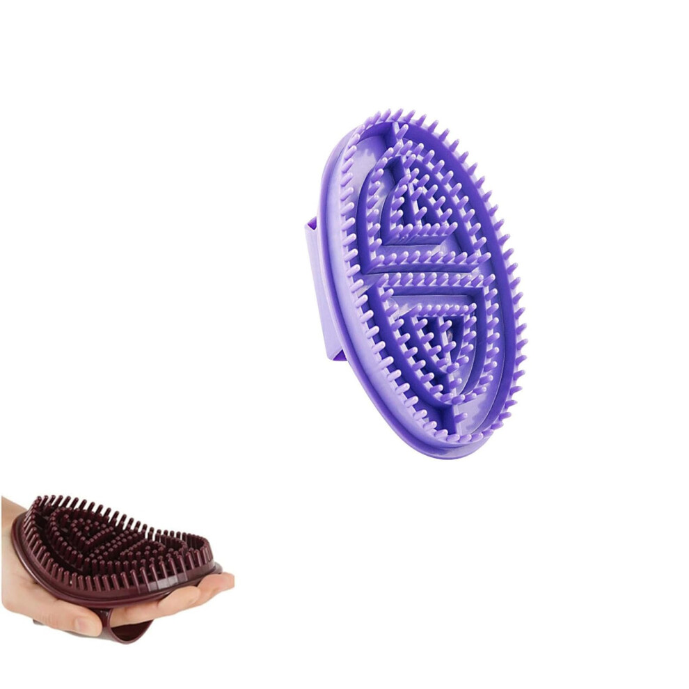 Purple Body Massage Brush With Ergonomic Nonslip Grip For Full Body Relaxation And Deep Oil Absorption