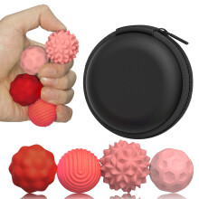 Magnetic Fidget Balls Set of 4 – Large Textured Silicone Sensory Stress Relief Balls for Kids and Adults with Travel Pouch, Red