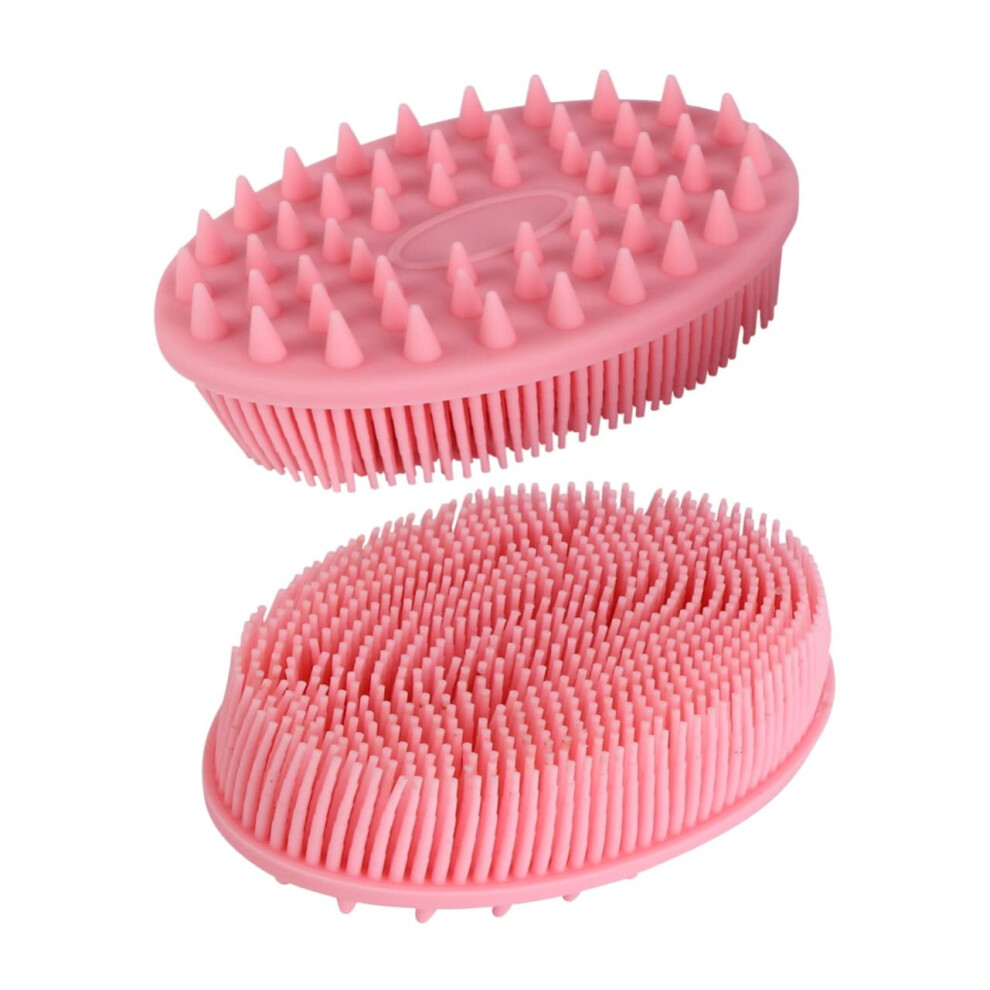 Silicone Shower Brush DualSided Bath Scrubber with Soft Exfoliating Bristles, Set of 2