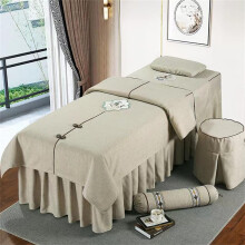 Massage Table Sheets Spa Bed Linen Set with Face Hole Skirt Breathable Cotton Linen 190x70cm