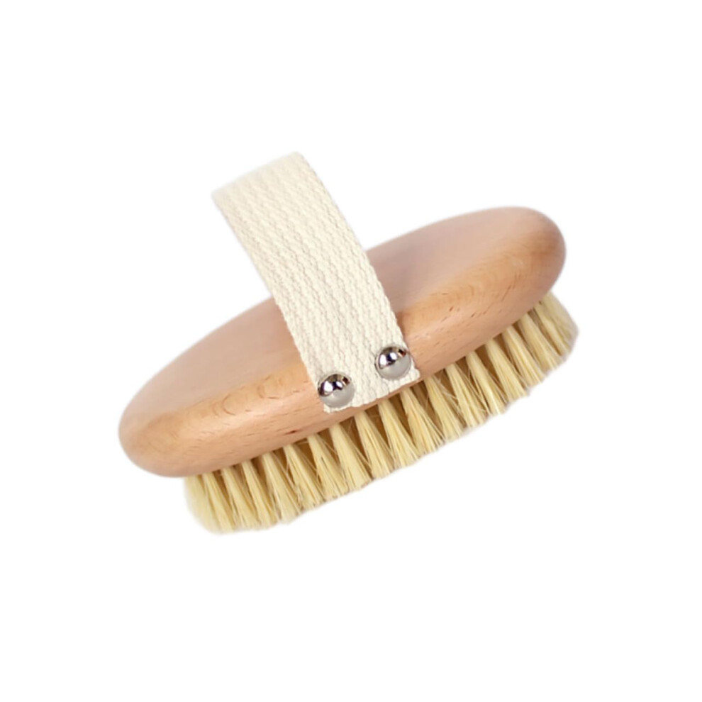 Natural Bristle Body Scrubber Brush for Dry Skin and Shower with Gentle Exfoliation