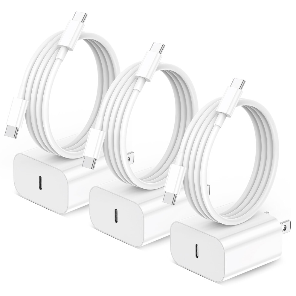 Usbc Fast Charger 3 Pack 20W Pd Wall Charger With 6Ft Cable For Iphone 16 15 Ipad 9092120480696
