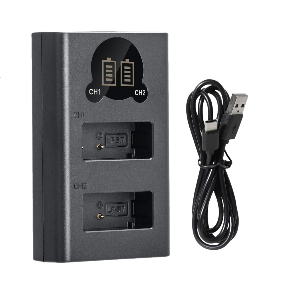 Dual Usb Battery Charger With Lcd Display For Canon Lpe17 And Eos Rebel T7i T6i Sl3 M6 M5 M3 9070919060854