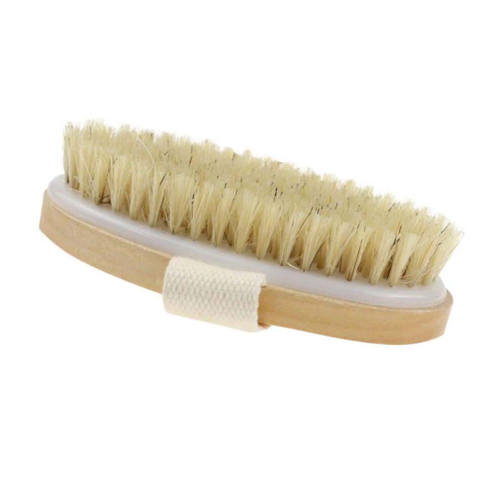 Dry Body Brush with Natural Bristles for Gentle Skin Exfoliation and Wooden Massage Spa Use
