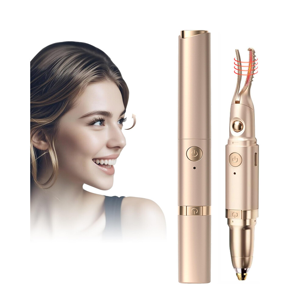 2 in 1 USB Rechargeable Heated Eyelash Curler and Electric Eyebrow Trimmer with Dual Temp Settings