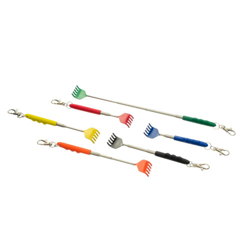 Assorted Color Mini Telescopic Back Scratchers with Keychain Clip, Extendable Portable Design, 6 Pack