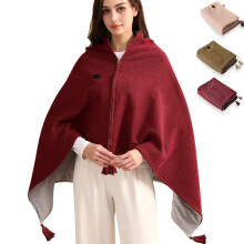 USB Heated Blanket Shawl with Adjustable Heat Settings, Soft Flannel Electric Poncho for Winter Travel