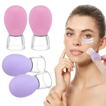 4 Pcs Face Cupping Set with Gentle Silicone Suction for Skin Tightening and Blood Circulation Massage
