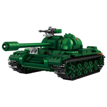 Military Tank Building Blocks Type 59 MOC Model, 1:30 Scale Set with Rotatable Turret and Flexible Tracks, 748pcs