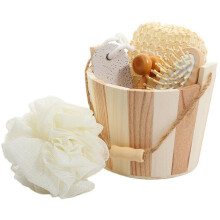 6Piece Body Scrubber Kit with Jute Exfoliator and Foot Stone for Deep Skin and Callus Removal