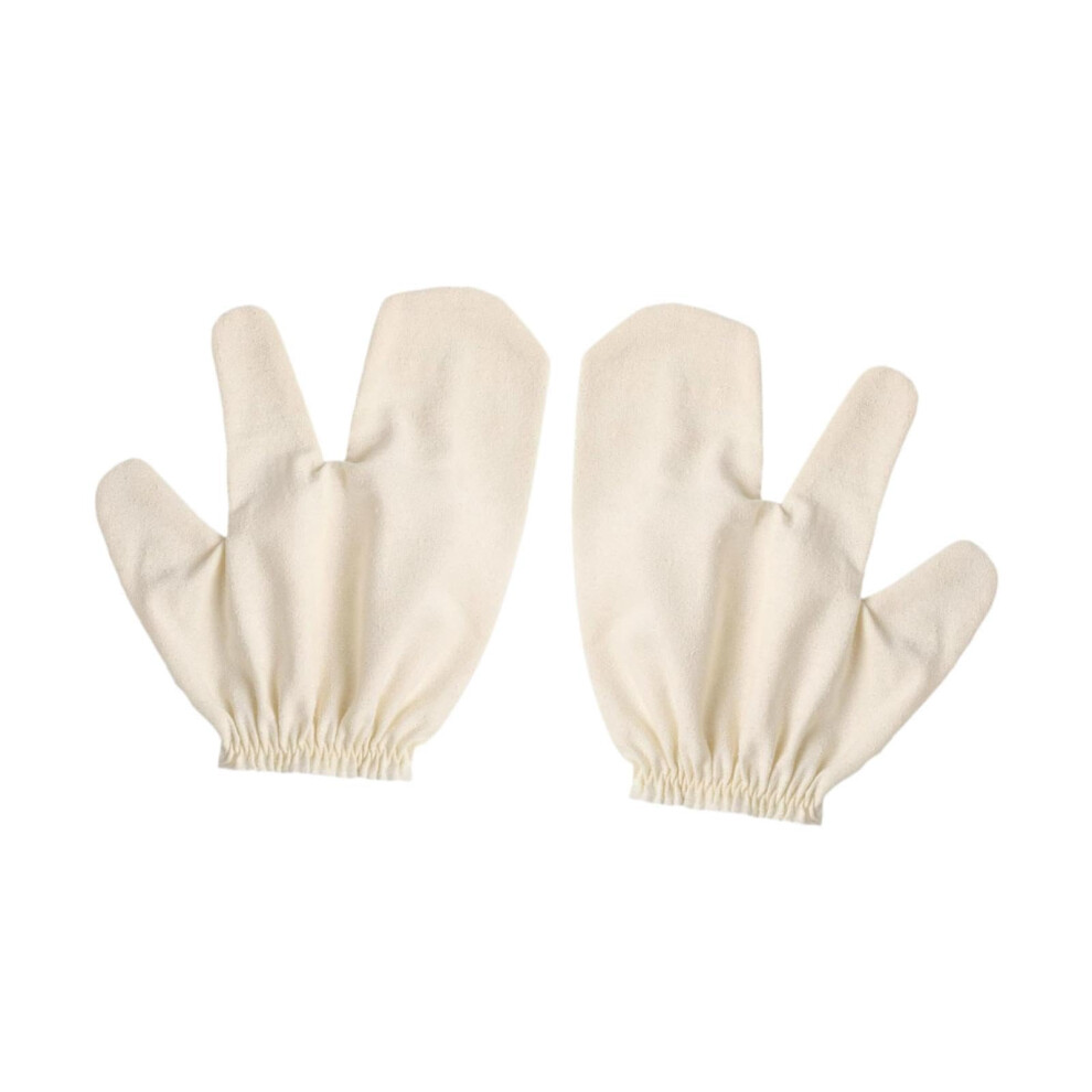 Silk Exfoliating Glove with Elastic Wristband for Gentle Skin Scrubbing in Shower and Spa, Double