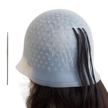 Hair Highlighting Cap Reusable Thick Silicone Dye Cap with PrePierced Holes and Hook for DIY Coloring