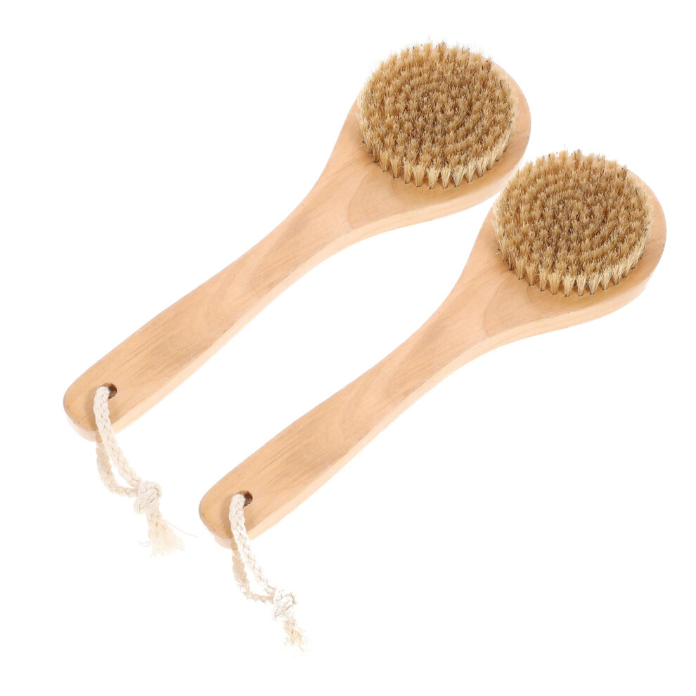 2Pcs Boar Bristle Body Scrubber for Shower Deep Cleansing and Gentle Exfoliating Bath Brush for Back